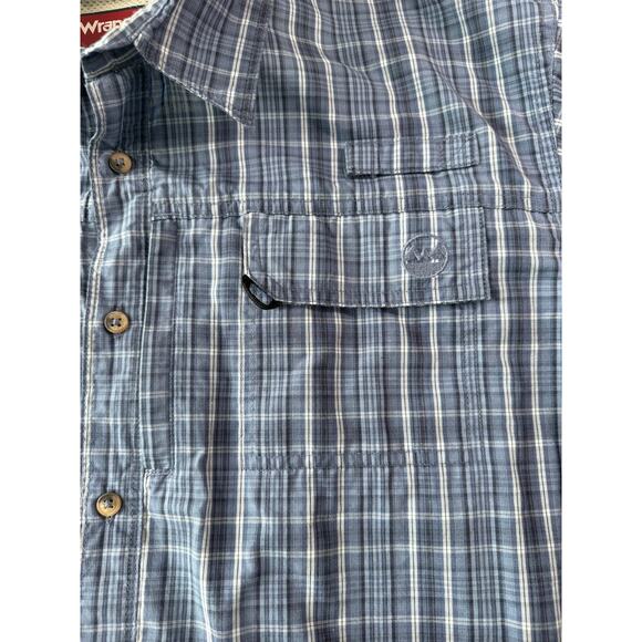 Wrangler Originals Short Sleeve Shirt Size XL Plaid Zip Pocket Fly Fishing Top - Picture 3 of 9
